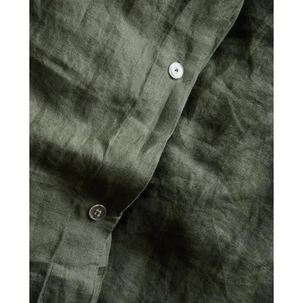 Quince European Linen Duvet Cover Full/Queen Pine Green 100% Linen NWOT